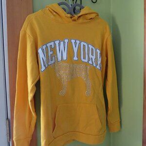Yellow Pink Victoria's Secret Pullover with Hood Sweatshirt